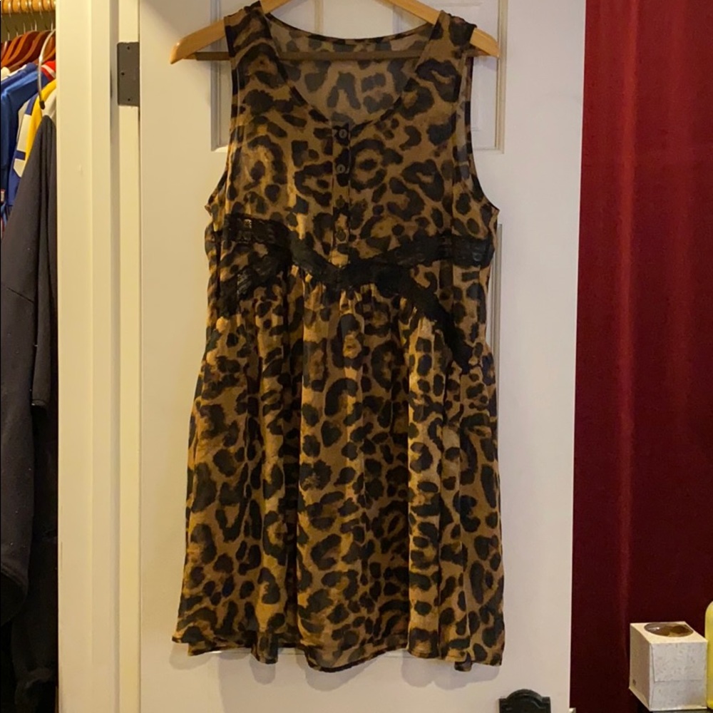 Leopard sheer dress/shirt